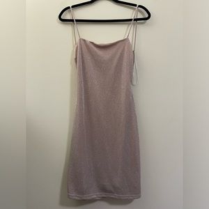 Windsor Shimmer Backless Mini Dress in nude pink - M